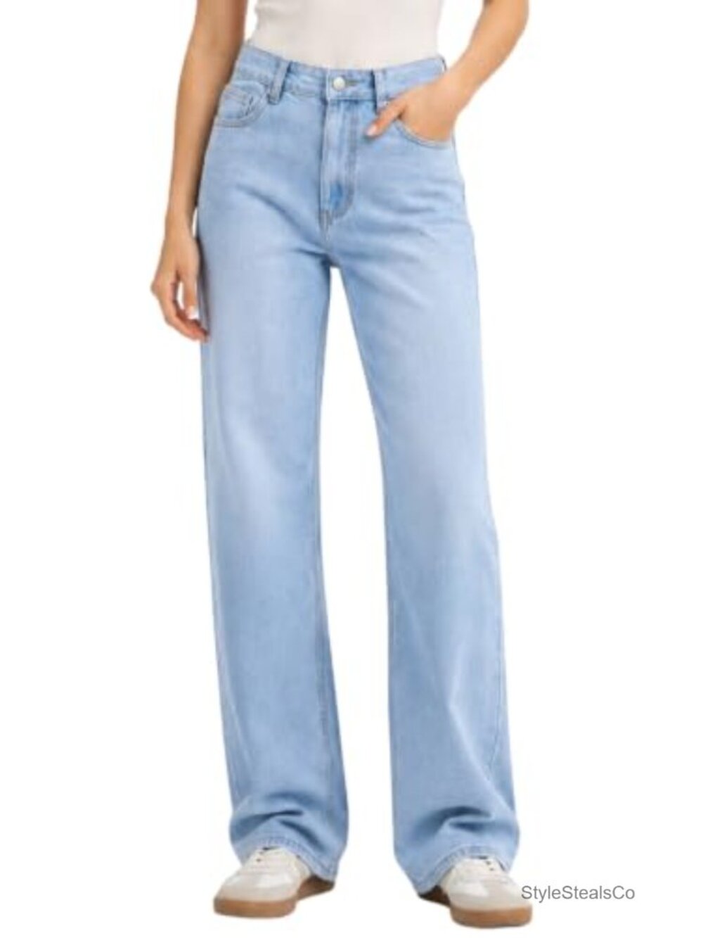 Straight Leg Mid Rise Boyfriend Jeans Loose Fit Denim Pants